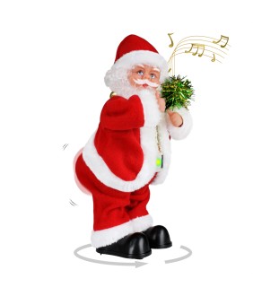 Twerking Rotate Santa Plush Toy with Hip Twist, Singing and Dancing to English Christmas Song, Funny Xmas Gift for Kids and Musical Doll Decoration
