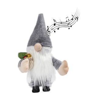 Electric Gnome Santa, Sing Dancing Christmas Gnome Santa Claus Decoration Christmas Gnome Santa Plush Toys Xmas Electric Dolls Grey