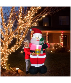 Candy 4 Ft Inflatable Santa ,Santa Inflatables Outdoor Decorations Inflatable Santa Claus Outdoor Blow up Santa for Christmas Garden Yard